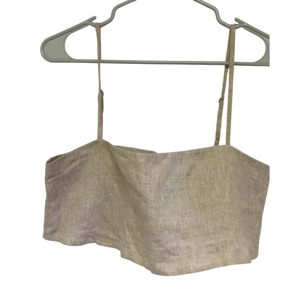 Reformation Linen Crop Top Size 8 Natural Oatmeal Button Back Bandeau
